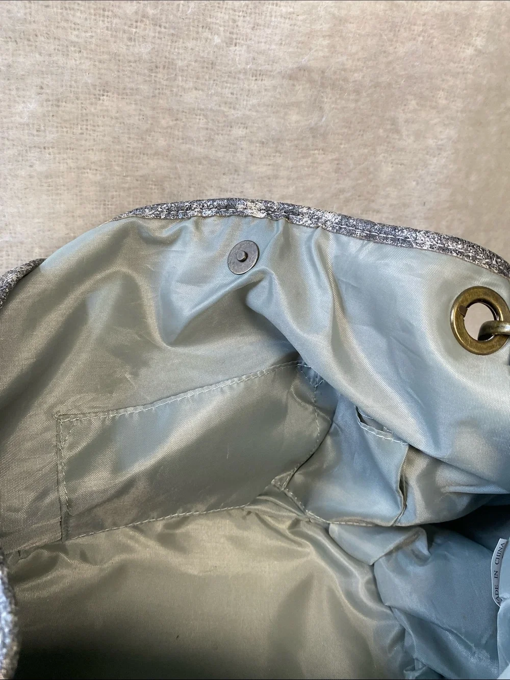 Cara NY Metallic Silver-Black Fabric Shoulder Bag